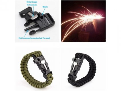 Paracord náramek 3 v 1 - zelený