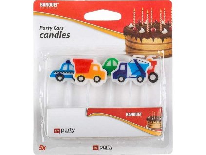 Svíčky narozeninové PARTY Cars, 5 ks