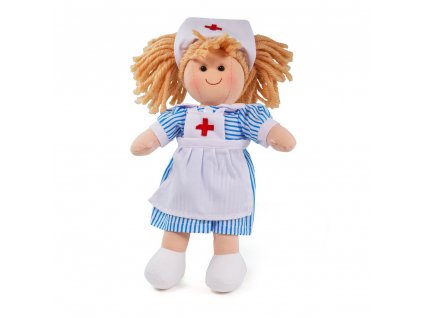 Bigjigs Toys Látková panenka zdravotní sestřička Nancy 28 cm