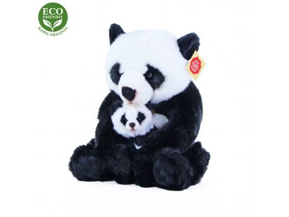 Plyšová panda s mládětem 27 cm ECO-FRIENDLY