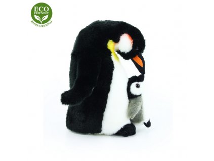 Plyšový tučňák s mládětem 22 cm ECO-FRIENDLY
