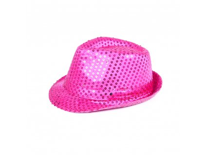 Klobouk disco růžový s LED světlem pro dospělé