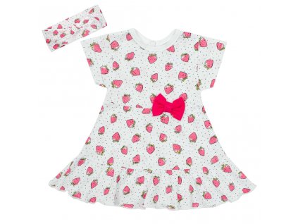 Kojenecké bavlněné šatičky s čelenkou New Baby Strawbery