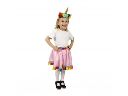 Dětský kostým TUTU sukně jednorožec s čelenkou