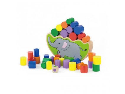 Dřevěná hra Viga Balanční slon - multicolor