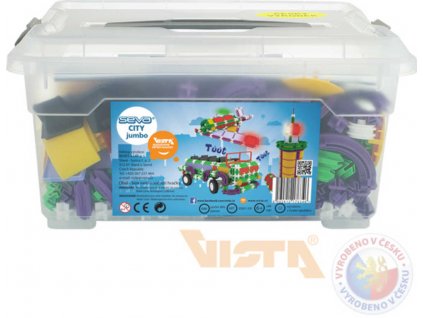 SEVA City Jumbo polytechnická STAVEBNICE 686 dílků v plastovém boxu + Nanopodložka, loupač, nebo desinfekce