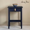Oxford Navy side table, curtain in Linen Union in Old White + French Linen, lamp base in Old Violet, lampshade in Ticking in Old Violet image 1
