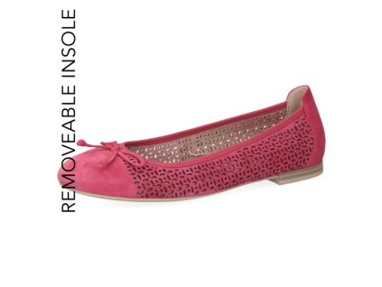 Caprice perforované balerínky  9-22185-42 Pink svede