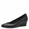 Tamaris Lodičky na klínku  BLACK LEATHER 1-22320-42-003