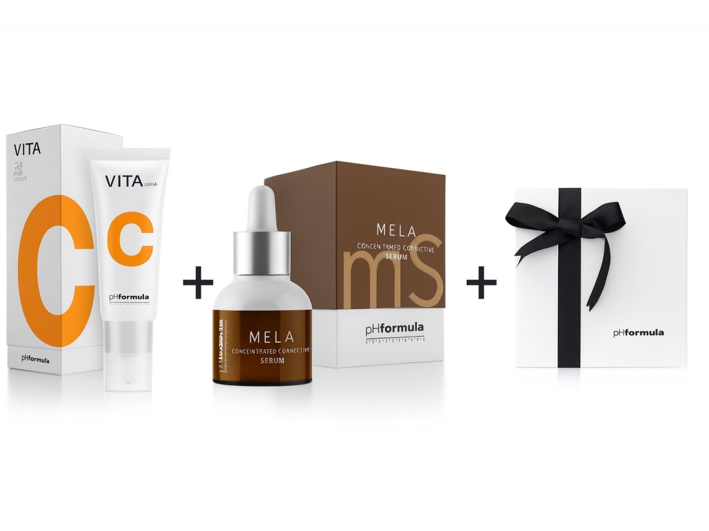 Rozjasňující rutina proti pigmentovým skvrnám – sada Melanin Block Routine pHformula