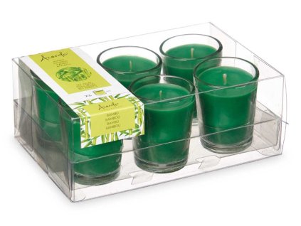 HARMONIZUJÍCÍ BAMBUS, 6 ks svíček ve skle, prémiové