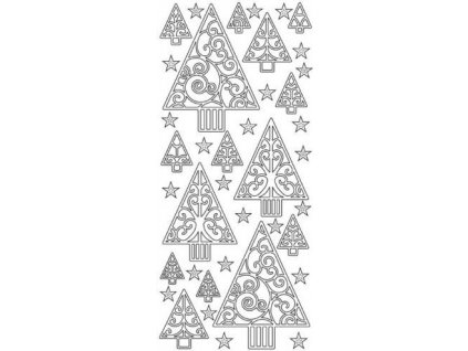 Etiketa stromek moderní vzor 1 obrysová