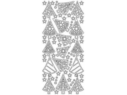 Etiketa stromek moderní vzor 2 obrysová