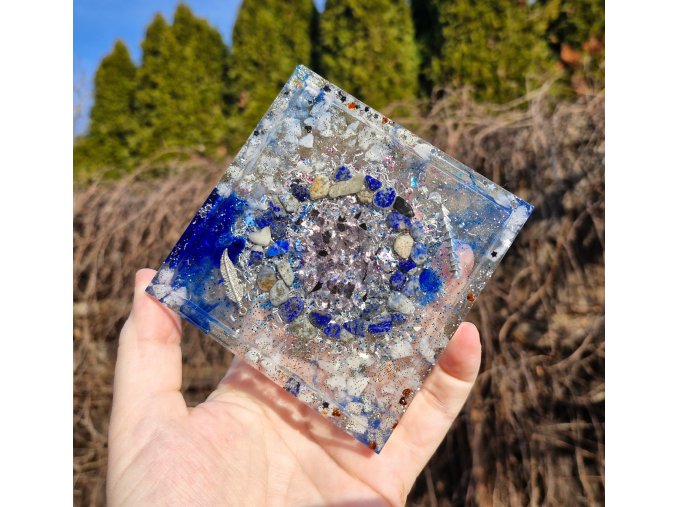 Podtácek lapis lazuli, křišťál - čtverec