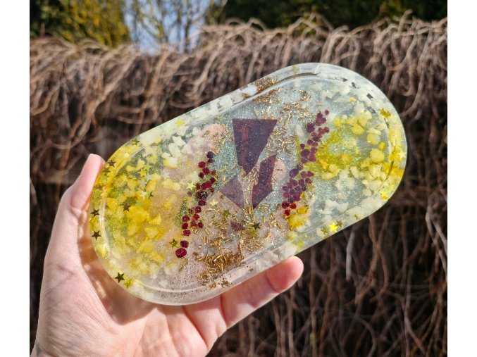 Podtácek granát, křišťál, menší