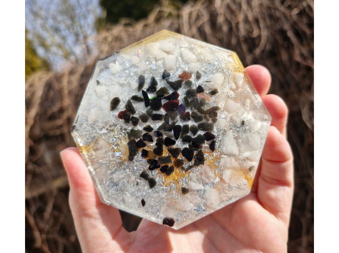 Podtácek onyx, křišťál, osmiúhelník