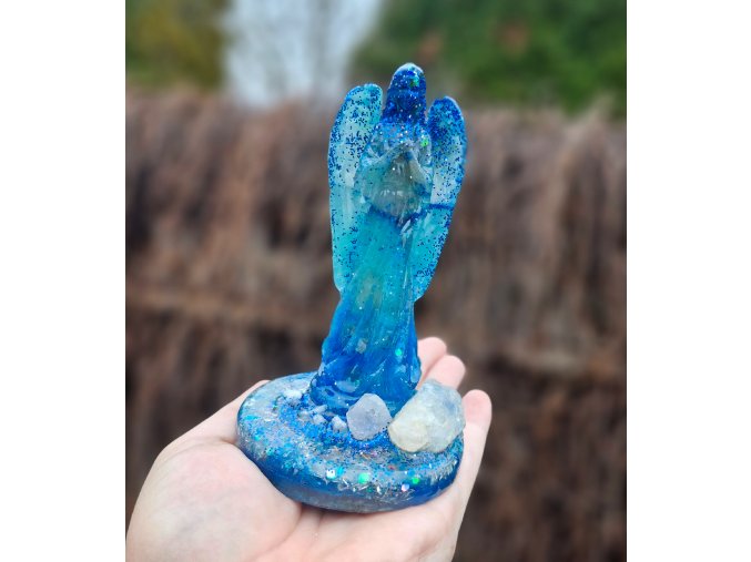 Archanděl - Michael, pruhovaný achát,křišťál