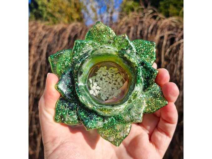 Svícen Archanděl Rafael - šungit, howlit, křišťál květ velký