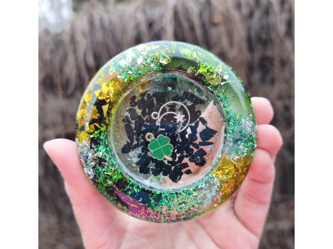 Svícen archanděl Rafael štěstí šungit křišťál - menší