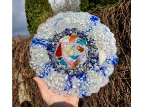 Obrazo/podtácek lapis lazuli, křišťál, krystal z Vysočiny, křišťál