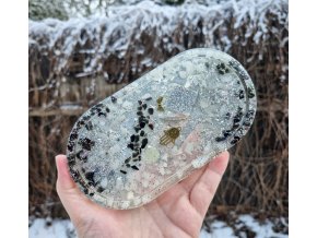 Podtácek onyx, křišťál, hamsa, ovál menší