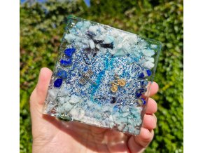 Podtácek změna lapis lazuli, křišťál, čtverec