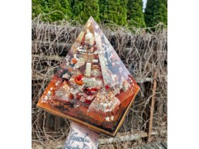 Pyramida MEGA VELKÁ Jaspis, Křišťál - svítící + fosforuje