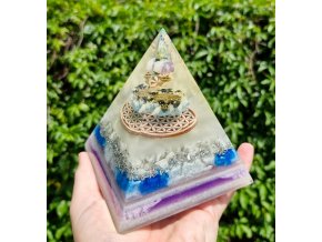 Pyramida hamsa s květem života, ametyst, velká