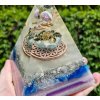 Pyramida hamsa s květem života, ametyst, velká