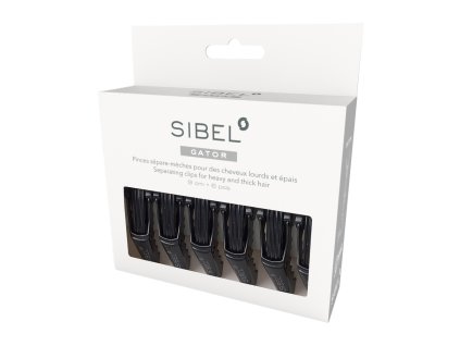 934096202 Štipec do vlasov Sibel GATOR čierny 9 cm 6 ks box