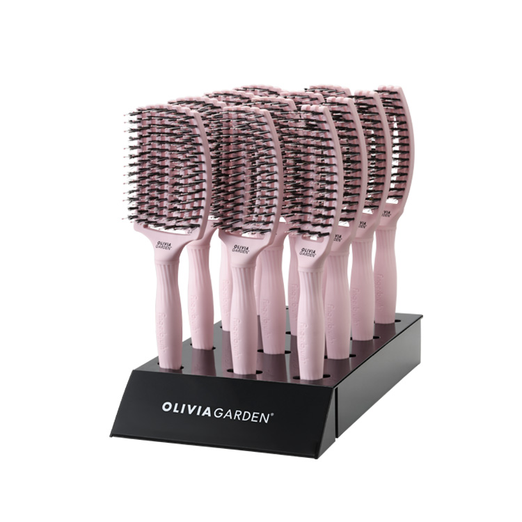 Kefa na vlasy Olivia Garden Fingerbrush Combo Pastel Pink - 12 ks - display