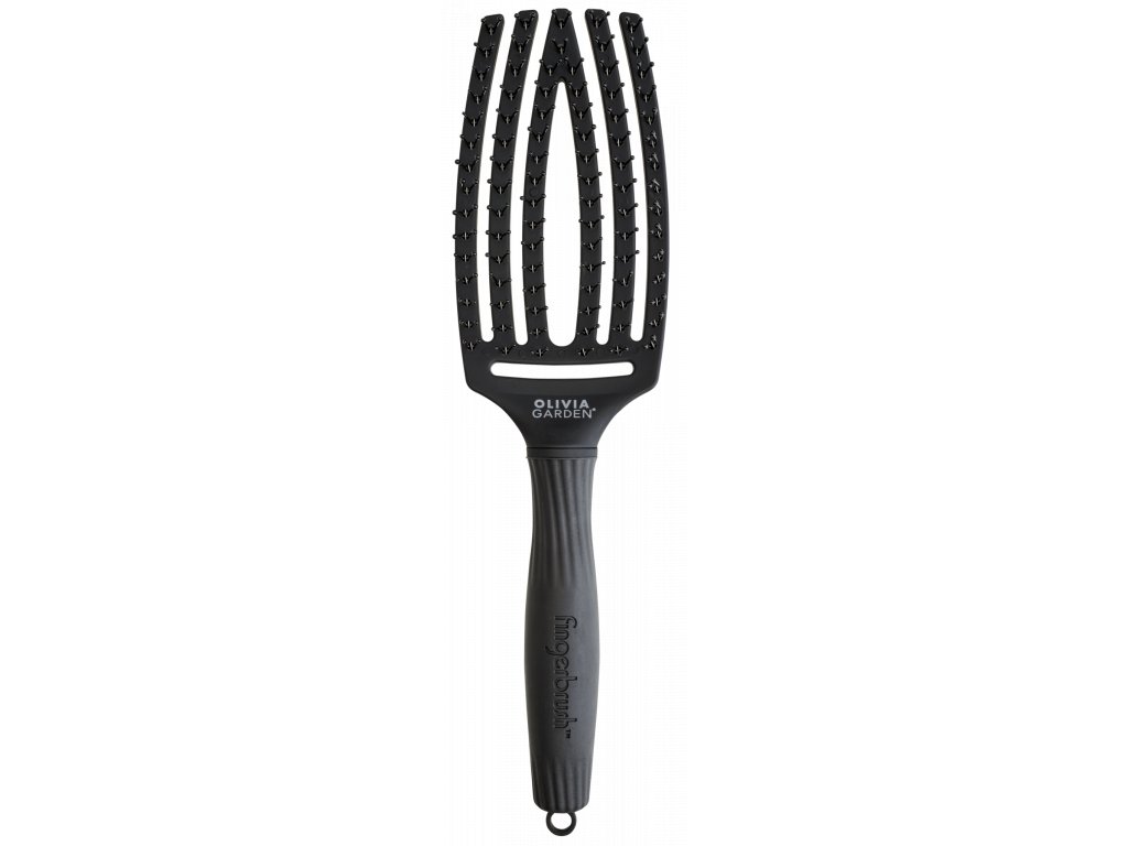Kefa na vlasy Olivia Garden Fingerbrush Combo Medium Full Black
