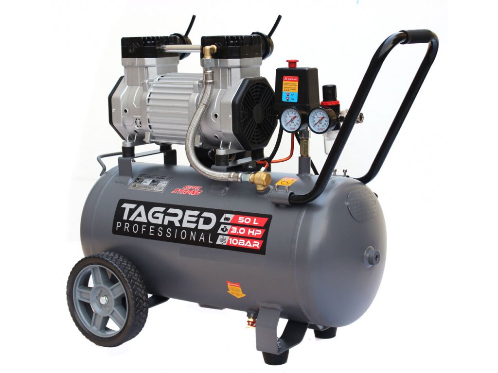 Bezolejový kompresor 10 BAR 50L R2 2 pístový HEAVY DUTY, Tagred TA3388 1