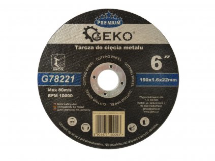 Řezný kotouč na ocel, nerez 150x1,6x22,2mm PREMIUM Inox, Geko G78221