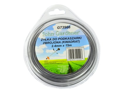 Žací struna do strunové sekačky, zesílená, čtyřhranná 2,4mm x 15m, Geko G73966