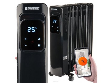 Elektrický olejový radiátor WIFI 2500W LCD 11 žeber, PM GOL 3000DLW, Powermat PM1247 1