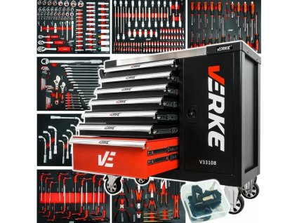 Profesionální dílenský vozík s nářadím, skříňka na nářadí 7 šuplíků, 298 ks, Verke V33108 1