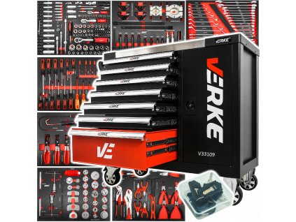 Profesionální dílenský vozík s nářadím, skříňka na nářadí 7 šuplíků, 306 ks, Verke V33109 1