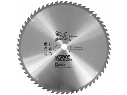 Kotouč pilový na dřevo 500mm*32,0mm*60T, Verke V44086