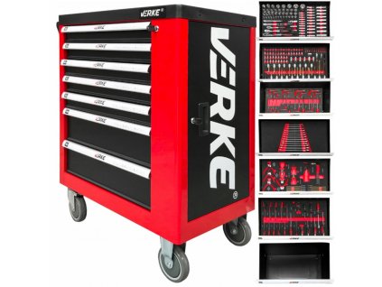 Dílenský vozík s nářadím 7+1 Eva Red, Verke V33107