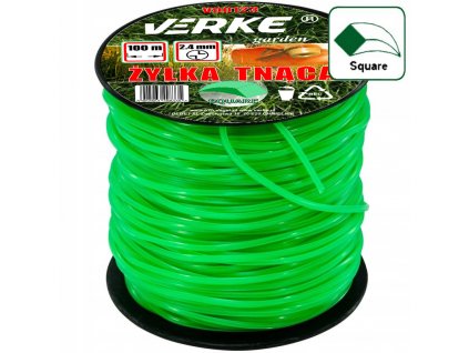 Žací struna do křovinořezu čtverec 2,4 MM 100 M, Verke V90123 1