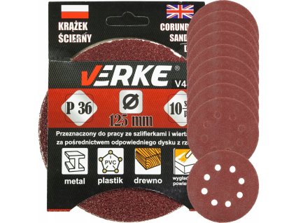 Brusný kotouč (papír) na suchý zip 125 MM P36 10 ks, Verke V44170 1