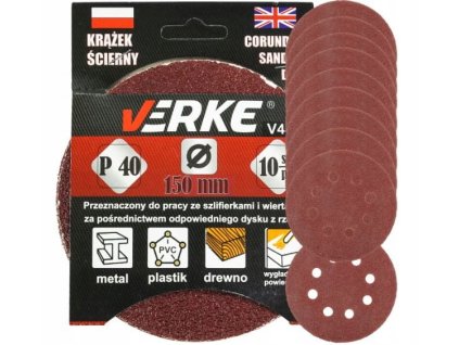 Brusný kotouč (papír) na suchý zip 150 MM P40 10 ks, Verke V44181 1