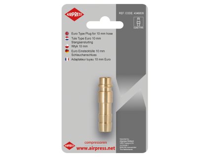 Konektor rychlospojky s nástavcem na hadici 10 mm v blistru, Airpress 4346839