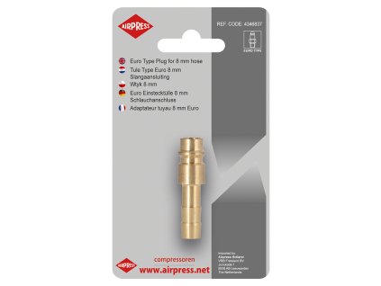 Konektor rychlospojky s nástavcem na hadici 8 mm v blistru, Airpress 4346837