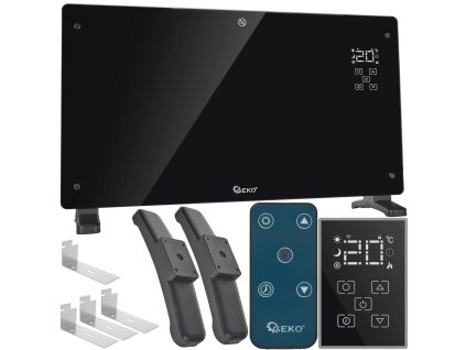 Konvektorový ohřívač 2500W s LCD displejem, dálkovým ovladačem a Wi-Fi černý, Geko G80447