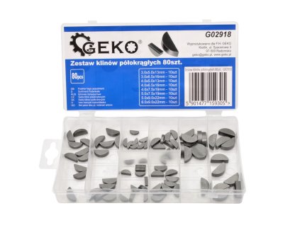 Půlkulaté klínky 3.0x5.0 - 6.0x9.0 mm, sada 80 ks, Geko G02918