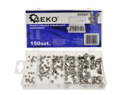 Sada polokulových uzavřených matic M3-M10, 150ks, Geko G02921