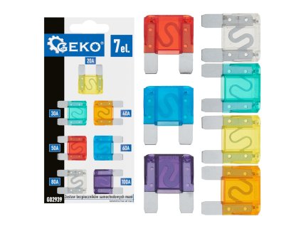 Sada automobilových pojistek maxi, 20-100 A, 7 ks, Geko G02939