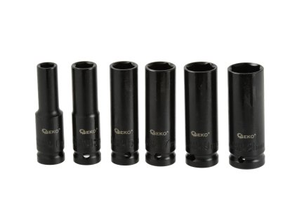 Nástrčné rázové hlavice dlouhé 1/2", 6-ti hran, 10-21mm, sada 6 ks, Geko G10500